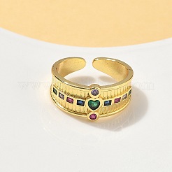 Регулируемые манжетные кольца с микропаве из кубического циркония из латуни&nbsp;RJEW-V009-01G