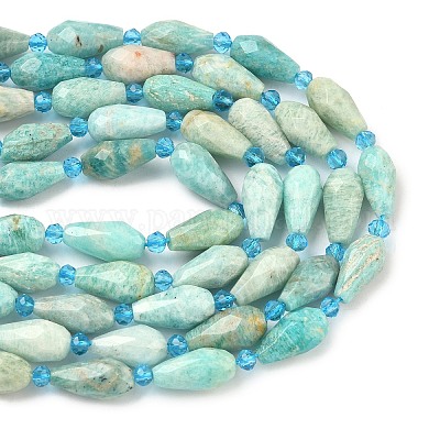 Природных амазонит бисер нитей&nbsp;G-G453-F02-8x16mm-1