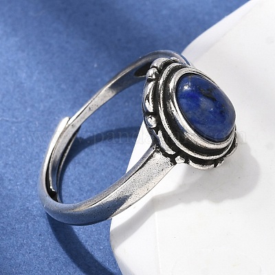 Природные лазурит кольца палец&nbsp;RJEW-A084-08AS-07-1
