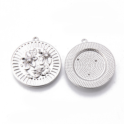 Латунные микропаве прозрачные подвески с фианитом&nbsp;LS-KK-N232-171P-NF-1