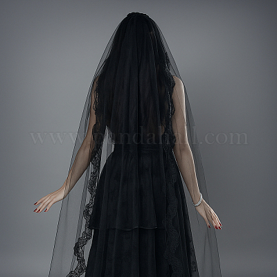 Кружевные свадебные фаты&nbsp;AJEW-WH0816-379-1