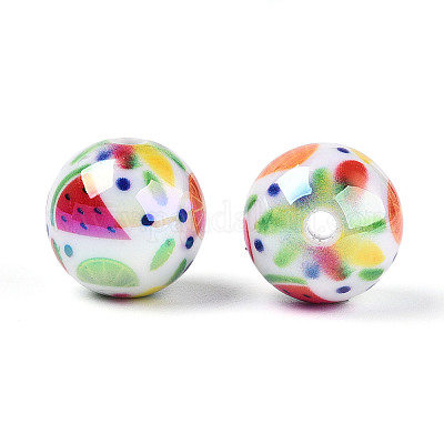 Печатные непрозрачные акриловые бусины&nbsp;X1-MACR-T048-04B-1