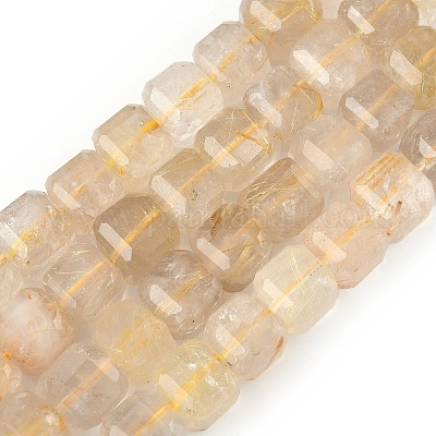 Нити бусин из натурального золота с рутилированным кварцем&nbsp;G-C267-A03-1