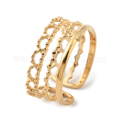 Многорядные открытые манжетные кольца из нержавеющей стали 304 RJEW-D002-05G-1