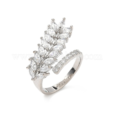 Регулируемые манжеты-кольца из латуни с микропаве из кубического циркония для женщин&nbsp;LS-RJEW-B127-01P-1