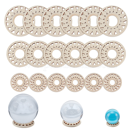 18 шт. 3 стиля деревянных хрустальных сферических подставок WOOD-UN0001-19-1
