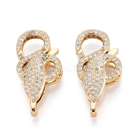 Застежки-лобстеры с прозрачным кубическим цирконием и латунным паве KK-T075-73G-1