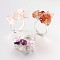 Adjustable Silver Color Plated Brass Mixed Stone Rings, 16.5mm, 3mm