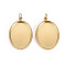 304 Stainless Steel Pendant Cabochon Settings, with Jump Rings, Oval, Real 14K Gold Plated, Tray: 16x12mm, 20.5x14x2.5mm, Jump Ring: 3.8x0.5mm, 2.8mm inner diameter