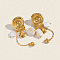 304 Stainless Steel Shell Shape Tassel Stud Earrings, with Imitation Pearl, Real 18K Gold Plated, 85x22mm