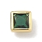 Square Brass Micro Pave Cubic Zirconia Cabochons, Rack Plating, Long-Lasting Plated, Lead Free & Cadmium Free, Real 18K Gold Plated, Green, 5x5x3.5mm