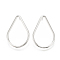 Brass Stud Earrings, teardrop, Nickel Free, Real Platinum Plated, 30x20mm, Pin: 0.8mm