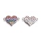 Brass Micro Pave Cubic Zirconia Links, Heart, Colorful, Platinum, 12x19.5x2mm, Hole: 1.5mm