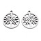Non-Tarnish 304 Stainless Steel Pendants, Laser Cut, Ring with Tree, Stainless Steel Color, 18x15.5x1mm, Hole: 1.6mm