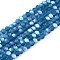 Transparent Glass Beads Strands, Faceted, Frosted, Half AB Color Plated, Rondelle, Steel Blue, 2.9~3.3x2mm, Hole: 0.7mm, about 135~140pcs/strand, 32~34cm