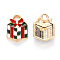 Alloy Enamel Charms, for Christmas, Christmas Gift, Light Gold, Colorful, 14x10x3mm, Hole: 2mm