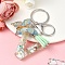 Resin & Acrylic & Faux Suede Tassel Keychain, with Alloy Clasp and Iron Rings, Letter V, 0.9cm