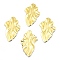 Brass Pendants, Lead Free & Cadmium Free & Nickel Free, Leaf, Real 18K Gold Plated, 45x25x2mm, Hole: 1mm