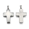Tarnish Resistant Cross 304 Stainless Steel Surface Pendants, Stainless Steel Color, 36x24x4mm, Hole: 5x9mm