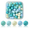70Pcs Rubberized Style Acrylic Beads, Round, Dark Turquoise, 8x7.5mm, Hole: 1.6mm