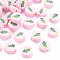 Handmade Polymer Clay Beads, Flat Round with Christmas Tree, Pink, 10x4mm, Hole: 1.6mm