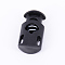 Plastic Spring Cord Locks, 1 Hole, Black, 28x15x9.5mm, Hole: 5x6mm and 6x1.5mm