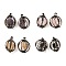 Natural Mixed Stone Pendants, Ball Charms with Rack Plating Red Copper Plated Brass Findings, Lead Free & Cadmium Free, 32.5~33.5x28.5~30.5x24~26.5mm, Hole: 8.5x5mm