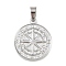 304 Stainless Steel Pendants, Compass, Stainless Steel Color, 26x22x3mm, Hole: 6.5x4mm