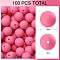 100Pcs Silicone Beads Round Rubber Bead 15MM Loose Spacer Beads for DIY Supplies Jewelry Keychain Making, Hot Pink, 15mm