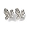 Brass Micro Pave Cubic Zirconia Pendants, Butterfly, Rack Plating, Long-Lasting Plated, Cadmium Free & Lead Free, Platinum, 22x18.5x9mm, Hole: 4mm