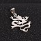Tarnish Resistant 201 Stainless Steel Dragon Pendants, Stainless Steel Color, 31x25x1.5mm, Hole: 4x9mm