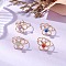 Eco-Friendly Copper Wire Finger Rings, Flower, with Natural Gemstone Beads, Mixed Color, Flower: 15.5x15.5mm, Inner Diameter: 18mm