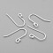 Sterling Silver Earring Hooks, with Horizontal Loops, Silver, 20x15mm, Hole: 1.5mm, Pin: 0.7mm