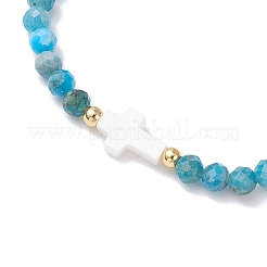 Плетеные браслеты из бусин натурального апатита для женщин&nbsp;BJEW-JB12211-03