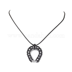 Ковбойские гальванизированные прозрачные стеклянные бусины с подвеской в виде подковы&nbsp;NJEW-MZ00139