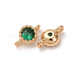 Подвески-соединители из латуни с зелеными кубическими цирконами&nbsp;ZIRC-L105-11G