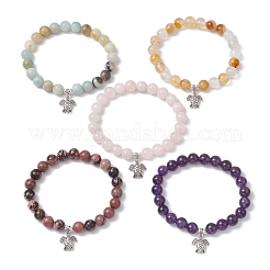 5шт. эластичные браслеты из натуральных драгоценных камней для женщин&nbsp;BJEW-JB11399