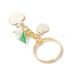 9 шт. 9 стиля эмалированных брелоков из сплава с акриловыми цветами банана&nbsp;KEYC-JKC01348