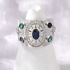 Регулируемые манжеты-кольца из латуни с микропаве из кубического циркония для женщин&nbsp;RJEW-C129-10P