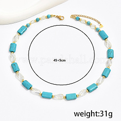 Ожерелья ручной работы из прямоугольных синтетических бирюзовых и стеклянных бусин в форме капли в стиле бохо для подарка женщине на свидание&nbsp;TF2748