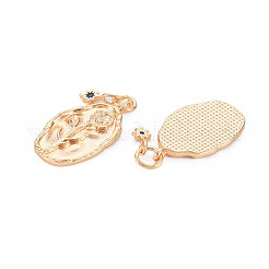 Латунные капри синие подвески со стразами&nbsp;X-KK-S364-219