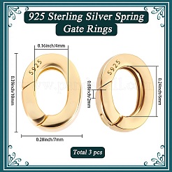 3 шт. 925 кольца-пружинки из стерлингового серебра&nbsp;STER-SC0001-68