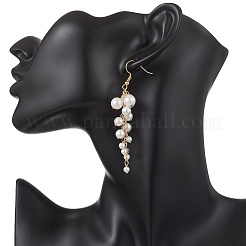 Круглые серьги с подвесками из ракушек и жемчуга&nbsp;EJEW-JE06842