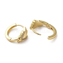 Серьги-кольца с кубическим цирконием в форме сердца&nbsp;EJEW-Z019-07G