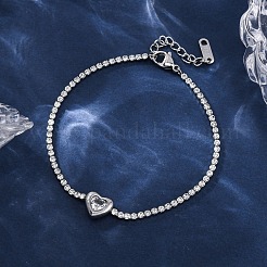 Браслеты-цепочки из нержавеющей стали 304 с кубическим цирконием для женщин&nbsp;NJEW-Z067-01P-02