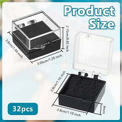 32 шт. квадратных пластиковых презентационных коробок для хранения и демонстрации значков&nbsp;AJEW-OC0014-49