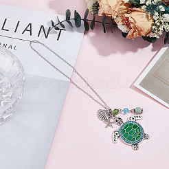 Цинковый сплав черепахового цвета с эмалью и подвеской из стразов для украшения автомобиля&nbsp;HJEW-DR00218