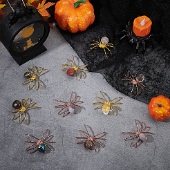 10 шт. украшения в виде паука из сплава натуральных и синтетических драгоценных камней&nbsp;DJEW-WR0001-13