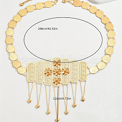 Цепочка из сплава в стиле бохо с цветочным принтом в виде монеты и кисточкой в форме сердца для женщин WL4695