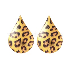 Серьги-гвоздики из сплава с леопардовым принтом&nbsp;EJEW-K304-01E-G